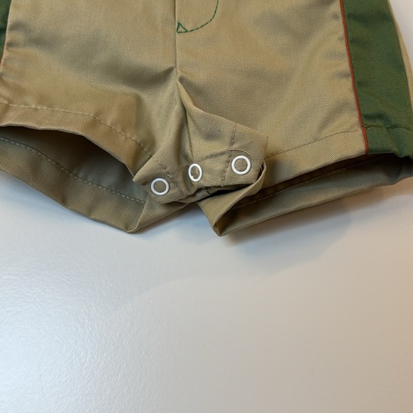 Vintage Cotton Candy Infant Boys 2 Piece Outfit green and tan overall 12 months - Picture 5 of 10